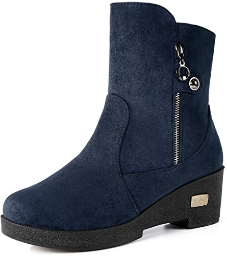 Gaatpot Botas para inverno mulher botins de neve quentes forradas sapatos com salto cunha antiderrapante botas 35-41EU