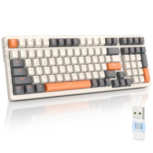 MAGIC-REFINER RK96 Teclado sem fios, teclado mecânico Gaming 90%, Apex Pro TKL modo duplo 2,4 Ghz/Bluetooth 5.0 interruptor vermelho hot swap com recetor 2 em 1 para PC/Mac/Tablet/teclado QWERTY EUA