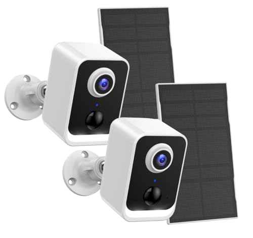 PEEIPM 2 pacotes câmara de vigilância WiFi exterior, câmaras de vigilância sem cabos, visão noturna colorida, detecção de AI, chamadas bidirecionais, impermeável IP66