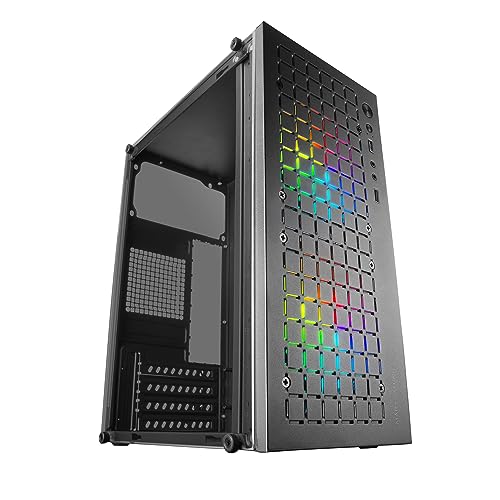 Mars Gaming MC-Core, caixa de jogos compacta MicroATX, design frontal de metal - malha, janela lateral completa, 2 ventoinhas FRGB de 120 mm, preto