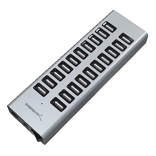 SABRENT Carregador USB | Estação de carregamento rápido de 90 W, 20 portas USB, uso como USB com cabo tipo B [AX-P20C]