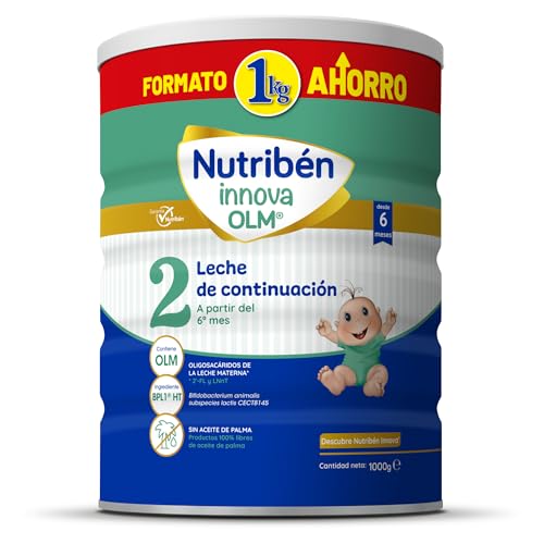 Nutribén Innova 2 - Leite de fórmula em pó de continuação, forma de poupança, bebé a partir dos 6 meses, sem óleo de palma, com acito doseador, com OLM, BPL1 e DHA, 1 frasco de 1 kg