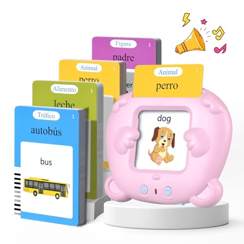 Cartões Flash colunas cartão flash falante brinquedos educativos crianças para 2 3 4 5 6 anos flash colunas brinquedos de aprendizagem cartões falantes falantes Talking Flash (rosa espanhol)