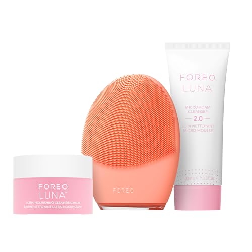 FOREO Bundle Limpeza profunda lua 4 - Escova de limpeza facial limpador lua micro-Foam Cleanser 2.0 100 ml bálsamo desmaquilhante lua 75 ml - massajador facial elétrico reafirmante