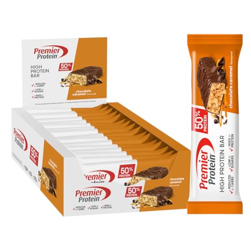 Premier Protein High Protein Bar chocolate caramelo 16 x 40 g - alto teor de proteínas sem óleo de palma