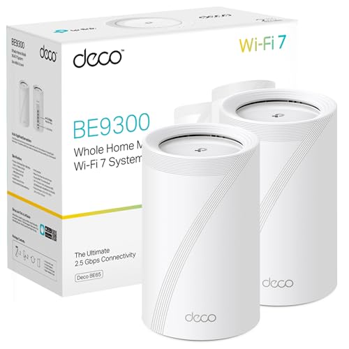 TP-Link Deco BE65 (2 pacotes) Conjunto Wi-Fi de 7 meses WLAN (embalagem de 3), Tribanda 5760 Mbit/s (6 GHz) 2880 Mbit/s (5 GHz) 574 Mbit/s (2,4 GHz), 6 transmissões, 4 Portas 2,5G, 1 USB 3.0