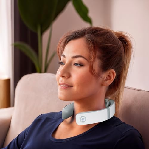 GLOBAL RELAX® | TEISHO Massajador de pescoço elétrico I portátil | modos de massagem: Relaxamento - Energético-Termoterapia | Ajuste inteligente 3D | Compacto e potente