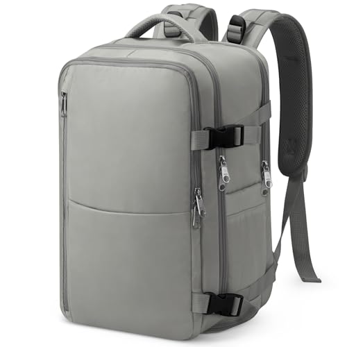 Samfolk Mochila viagem cabine avião 40 x 20 x 25 mochila viagem 12 bolsos mochilas de viagem para avião separado para sapatos mala de mão, 20 L, Cinzento esfumado, 40 x 20 x 25