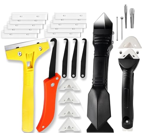26 Kit de calafetagem ferramenta removedor de calafetagem cimento raspador alisador de massa ferramentas para acabamento com juntas de silicone remove espátula borletes de silicone raspador angular