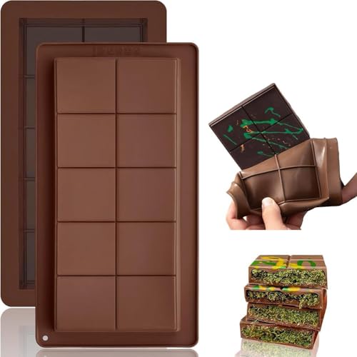 LAIZIHUI 2 peças molde chocolate Dubai, molde torrão, molde torrão silicone. Molde de silicone chocolate sem BPA (2 peças)