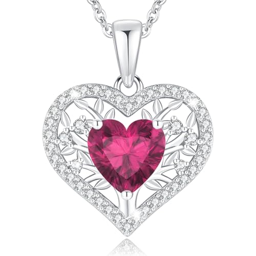 LAVUMO Collar Mujer Corazón Árbol de la Vida Joyas Mujer Plata de Ley 925 Regalos Originales Esposa Mamá Novia Navidad Cumpleaños Día San Valentín Regalo
