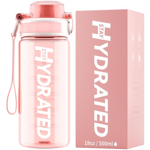 Mevoly Garrafa de água para crianças 500 ml, garrafa de água ginásio sem BPA com marcador de tempo, garrafa de água desportiva de plástico motivacional, cantil para colégio, bicicleta