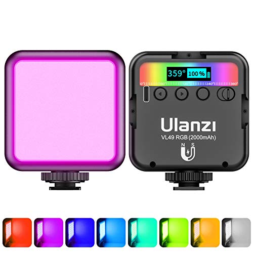 Luz de enchimento LED para vídeo, fotografia, ULANZI VL49 RGB, ajustável 2500-9500K, 2000 mAh bateria integrada, lâmpada de iluminação contínua para DSRL câmara