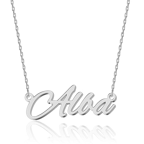 UMAGICBOX Colar personalizado com nome | Escolha entre 14 estilos de fonte | pendente personalizado de aço inoxidável banhado a ouro de 18 K e prata de lei | presente para ela