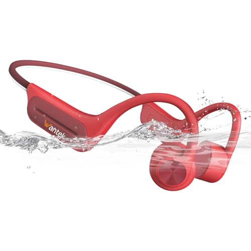 Wantek Auriculares condução óssea Bluetooth 5.3, auriculares abertos IP68 impermeáveis, MP3 32GB, para desportos, natação, corrida e ciclismo