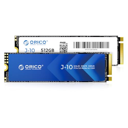 ORICO 512G NVMe SSD PCIe Gen3.0x4 2280, 3D NAND SSD interno (com dissipador), velocidade até 3100 Mo/s, discos rígidos sólidos internos para estudantes/conteúdo criativo-J10
