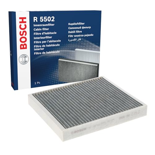 Bosch R5502 Filtro de quarto de carbono ativo - filtro de substituição contra odores desagradáveis, pólen e poeira, para um ar mais limpo no veículo