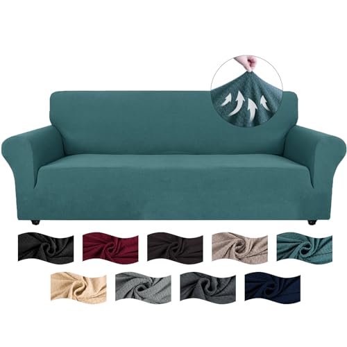 CYCMACO Capa para sofá de 4 lugares ajustável, capa de sofá elástico antiderrapante anti-manchas, universais Couch Cover com apoios de braços, laváveis, turquesa