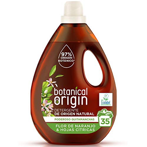 Botanical Origins Detergente para máquina de lavar ecológico adequado para peles sensíveis, fragrância flor de laranja e folhas cítricas - 35 lavagens
