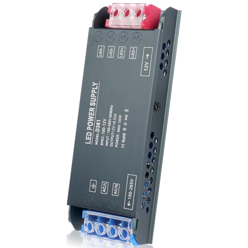 AXFEE Transformador 220 v a 12 v, controlador LED de voltagem constante, unidade luz fonte transformadora, fonte de alimentação ultra fina 220 V a 12 V (entrada: 100 - 240 V, saída: DC 12 V 8,33 A)