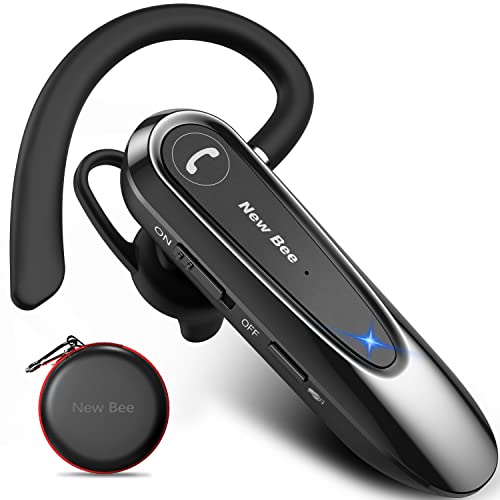 New Bee Auriculares mãos livres com microfone duplo V5.0 auriculares Bluetooth com 20 horas de tempo de conversa Mic Mute conexão de dois dispositivos para iPhone, Android e PC