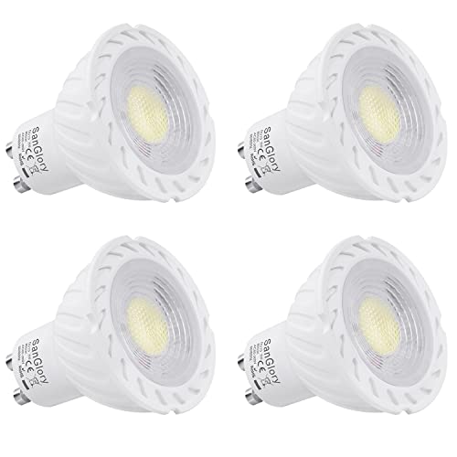 SanGlory Lâmpadas LED GU10, 7 W equivalente 70 W halogénia, 680 lúmenes, ultra brilhante GU10 LED Spotlight, 45° luz branca fria 6000K, AC 85V - 265 V, não regulável - caixa de 4 unidades