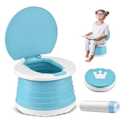 Orinais infantis urinol portátil dobrável para crianças 1-3 anos WC sanita portátil para crianças bebé sanita infantil dobrável Potty Training assento para viagem campismo com 15 sacos de limpeza