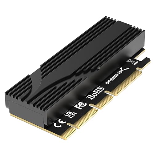 SABRENT Adaptador M.2 NVMe SSD para PCIe x16 sem ferramentas com dissipador de calor de alumínio, adaptador PCIe para SSD Gen5 PCIe 5.0, compatível com gerações anteriores [EC-TFPE]