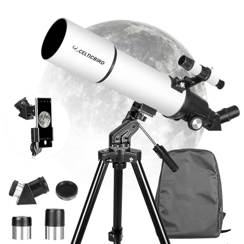 Celticbird Telescópio 80 mm de abertura 600 mm para adultos iniciantes em astronomia - telescópio refletor portátil astronómico revestimentos de alta transmissão totalmente multicamada montagem AZ