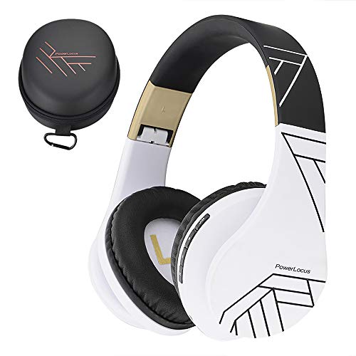 PowerLocus P2 – Auriculares Bluetooth sem fios com diadema capacetes dobráveis, capacete Bluetooth com som estéreo Micro SD/TF, FM com microfone e cabo de áudio para iPhone/Samsung/iPad/Huawei/PC/