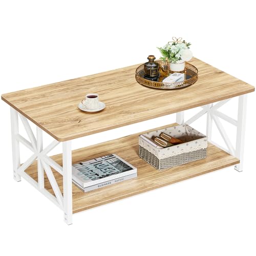 GreenForest Mesa de centro com 2 prateleiras, 100 cm mesa de café redonda, placa de estilo moderno em macro para a sala de estar, bege