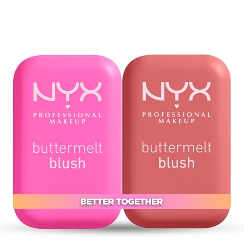 NYX PROFESSIONAL MAKEUP Rubor em pó Buttermelt, resistente ao desbotamento e à transferência, até 12 horas de uso, fórmula vegana, pacote, My Butta Half Feeling Butta