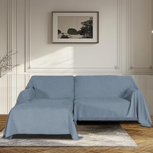 BellaHills Protetor de sofá modular 180 x 230/180 x 279 cm, azul ardósia, conjunto completo para sofá principal, haise long antiderrapante