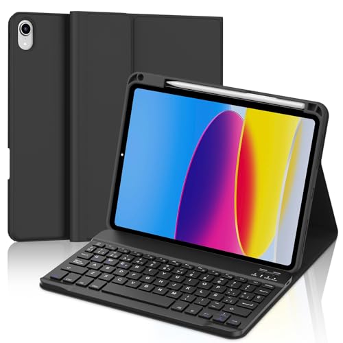 IVEOPPE Capa teclado iPad 11/10 geração, capa teclado espanhol Ñ desmontável sem fios Bluetooth para iPad 10 geração 2022/11 geração A16 2025 (10,9/11 polegadas), preto