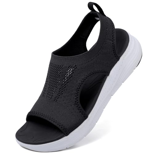 DimaiGlobal Sandálias desportivas ortopédicas para mulher sapatos com biqueira aberta cunha lavável de verão sandálias para caminhar