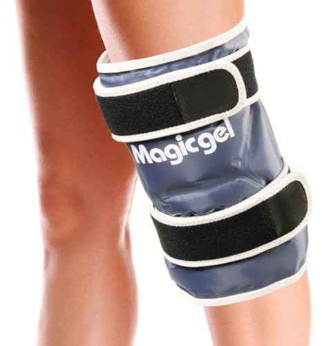 Embalagem de gelo no joelho com invólucro profissional - compressão e terapia de frio - reutilizável para artrite, entorse, tendinite da rótula - (por Magic Gel)