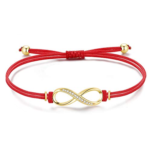 Jrêveinfini Infinito pulseiras mulher prata de lei 925 com 3A zircónio cúbico, pulseira corda feita à mão, presentes originais ajustáveis 16 3 cm