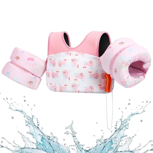 HeySplash Mangas de natação para crianças, colete flutuante para aprender a nadar piscina flutuante com pulseiras, fivela dupla ajustável para crianças
