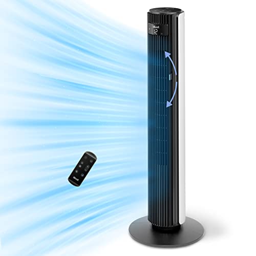LEVOIT Ventoinha de torre, ventilador silencioso de 25 dB e 23 W, potente 7,5 m/s para quarto grande, 12 velocidades com controlo remoto, 4 modos e temporizador de 12H, ajuste para cima/para baixo, 60