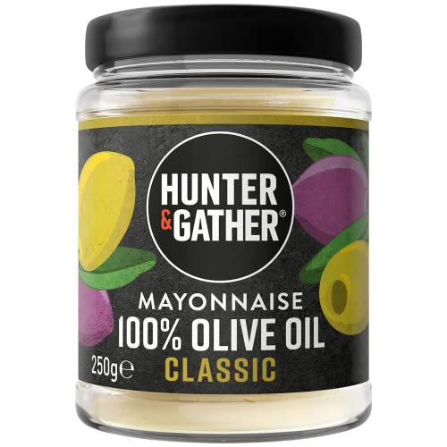 Hunter & Gather Maionese de azeite de oliveira, feita com azeite de oliva e gema de ovo de quinta britânica, palo, keto, açúcar e sem glúten de 240 g (embalagem de 1)