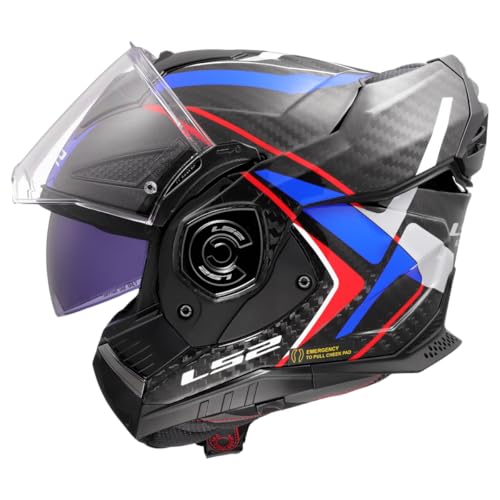 LS2, Capacete Moto Modulare ADVANT X CARBON FUTURE II Gloss White Blue, M