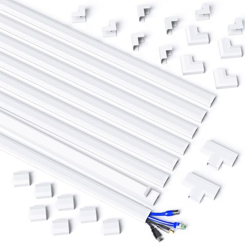 MUDEELA Caneta de cabos, 8 m calhas para cabos adesivos de TV em paredes, pode ser pintada, cortável, autocolante 30 mm (largura) x 17 mm (altura) x 1 m de comprimento, branco
