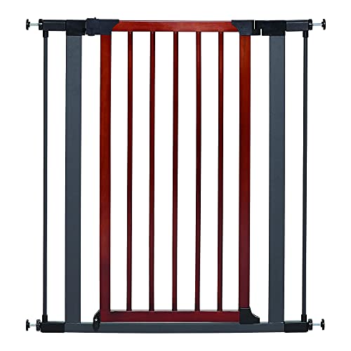 MidWest Homes for Pets Modelo 2939SG-WD Porta de aço para animais de estimação, com moldura de grafite texturizada e porta de madeira decorativa, 73,66-99,06 cm, madeira decorativa