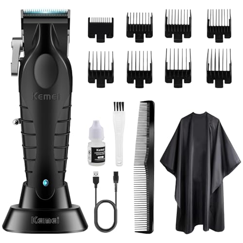 KEMEI 2296 Corta-pelos para homens, cortador de cabelo elétrico sem fios profissional recarregável de precisão, kit de corte de cabelo de folha ajustável, família