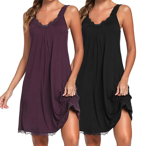 Uniexcosm Camisola de mulher algodão camisolas mulher sexy sem manga camisa com alças antiderrapantes decote em V roupa de dormir vestido leve e macio para casa