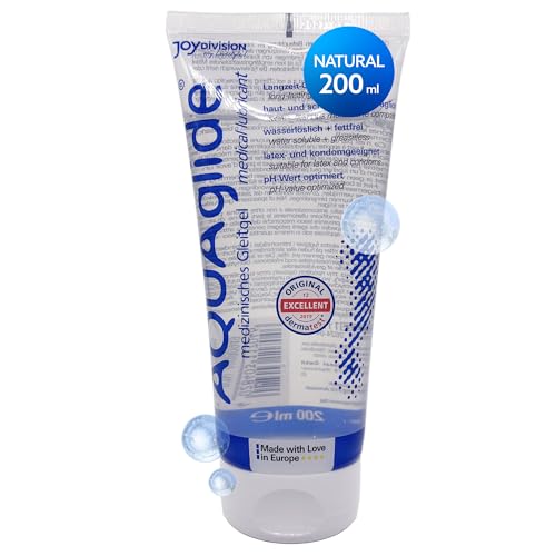 JOYDIVISION Original AQUAglide 200 ml lubrificante natural, lubrificante transparente e vegano, pH otimizado e compatível com preservativos de látex
