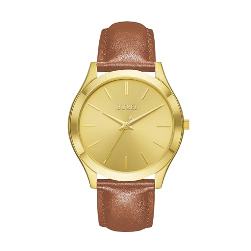 BUREI Relógio de moda de aço inoxidável para homem, relógios de pulso de quartzo com movimento japonês para homem, relógio clássico de luxo de 42 mm