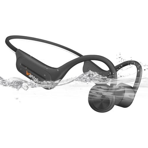Wantek Auriculares condução óssea Bluetooth 5.3, auriculares abertos IP68 impermeáveis, MP3 32GB, para desportos, natação, corrida e ciclismo