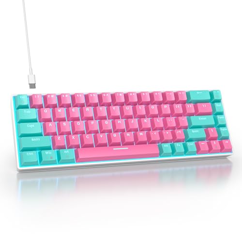 SbocKeeb 65% teclado mecânico, teclado Gaming 60 mini 68 teclas com cabo, retroiluminado LED, design QWERTY americano para computador portátil e PC, Gamers
