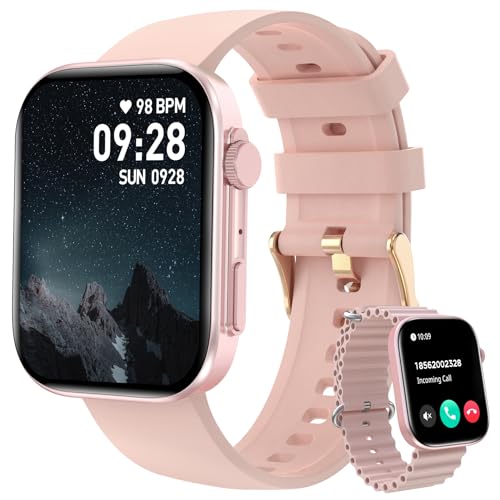 BRIBEJAT Relógio inteligente mulher, 2,01" Smartwatch com 100 modos desportivos, relógio digital mulher com monitor de sono, podómetro, pulseira de atividade impermeável IP68 para iOS e Android, rosa